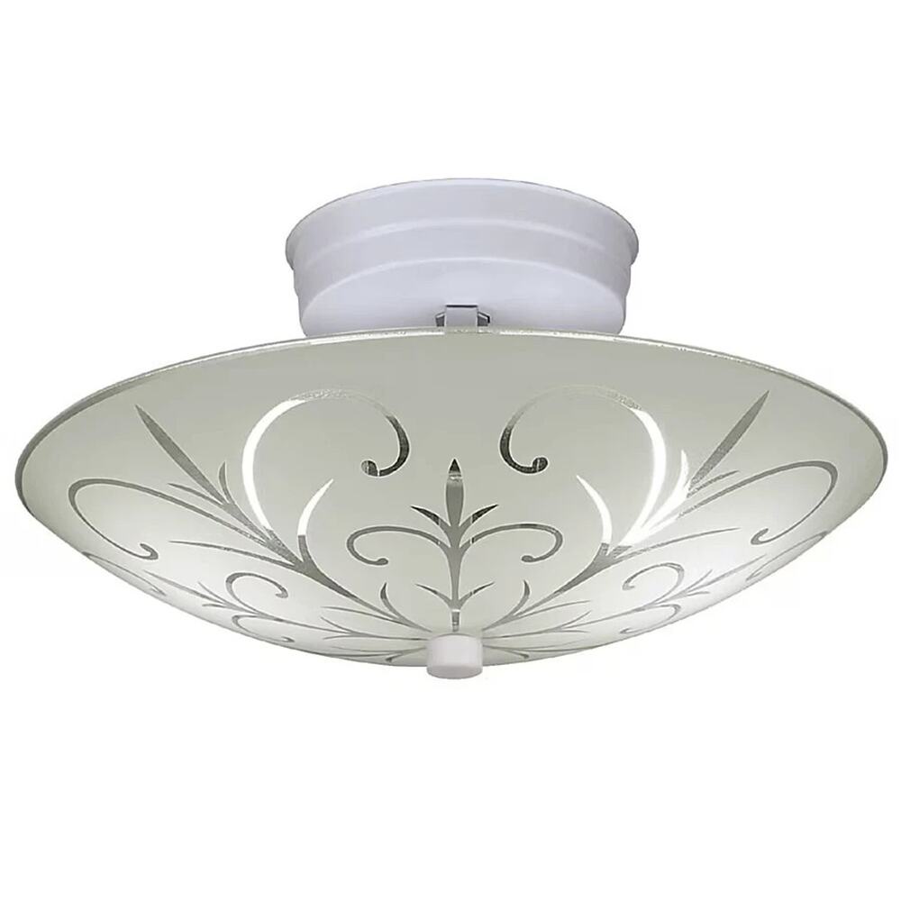 Project Source Semi-Flush Mount Ceiling Fixture - Frosted Glass #0344428
